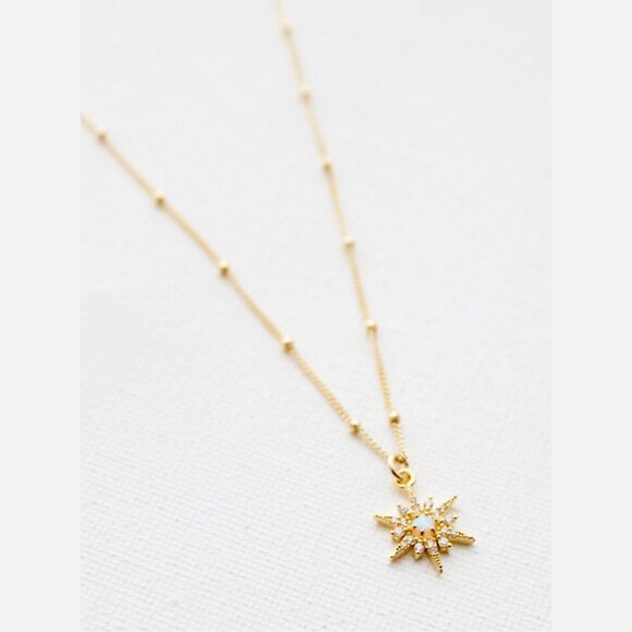 Opalite Starburst Necklace – Gold Filled Chain with CZ Detail - Picture 1 of 6
